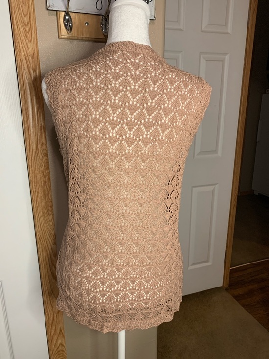 SUMMER Tan Polyester Knit Sleeveless Tie Front Cardigan Size Large - Picture 4 of 6